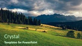  Presentation with clouds - Cool new slide deck with mountain-peaks-and-stormy-clouds backdrop and a tawny brown colored foreground