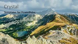  Presentation with mountain view - Beautiful slide deck featuring mountain-peaks-in-the-autumn backdrop and a light blue colored foreground