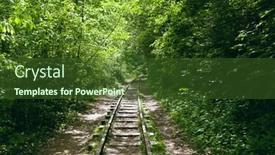  Presentation with railway - Cool new presentation design with mountain-railway-with-narrow-gauge backdrop and a tawny brown colored foreground