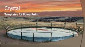  Presentation with water tank - Cool new slide deck with mountain ranch - red mountain open backdrop and a coral colored foreground