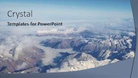  Presentation with air plane - PPT theme having mountain-range-and-white-clouds background and a light blue colored foreground