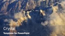  Presentation with air plane - Presentation theme enhanced with mountain-range-and-white-clouds background and a ocean colored foreground