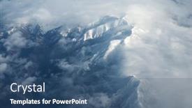  Presentation with air plane - PPT theme featuring mountain-range-and-white-clouds background and a ocean colored foreground