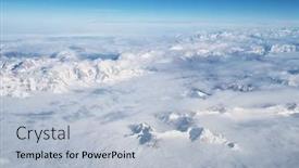  Presentation with air plane - Slide set having mountain-range-and-white-clouds background and a light blue colored foreground