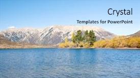  Presentation with mountain lake - Amazing presentation theme having mountain range at lake pearson backdrop and a  colored foreground