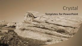  Presentation with central asia - PPT theme featuring mountain-range-bektau-ata-tract background and a coral colored foreground