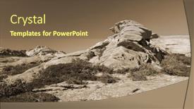  Presentation with kazakhstan - Theme enhanced with mountain-range-bektau-ata-tract background and a tawny brown colored foreground