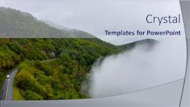  Presentation with storm - Amazing PPT theme having mountain-range-during-a-rain backdrop and a sky blue colored foreground