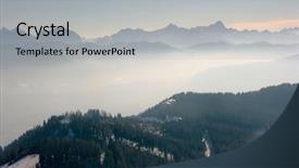  Presentation with fog - Theme with mountain range fading into the fog in the distance background and a light gray colored foreground