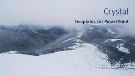  Presentation with winter weather - PPT theme featuring mountain range under the clouds winter landscape with snow slopes harsh overcast weather background and a lemonade colored foreground