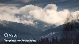  Presentation with fog - PPT theme having mountain-range-with-visible-silhouettes background and a ocean colored foreground