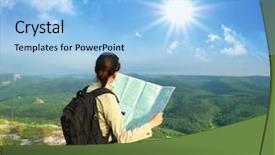  Presentation with tourist - Beautiful PPT theme featuring lifestyle posing students at university classroom backdrop and a lemonade colored foreground