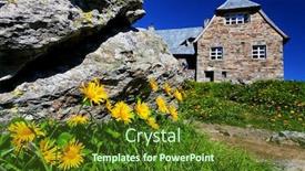  Presentation with refuge - Presentation having mountain refuge background and a tawny brown colored foreground