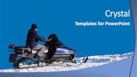  Presentation with evolution of man - Beautiful presentation theme featuring mountain rescue - man on snowmobile backdrop and a gray colored foreground