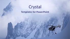  Presentation with rescue helicopter - Presentation having mountain rescue by helicopter background and a sky blue colored foreground