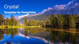  Presentation with spruce - Theme having mountain resort of chamonix haute-savoie city park is illuminated by the setting sun the lake reflected the snow-capped alps and evergreen spruce background and a cobalt blue colored foreground