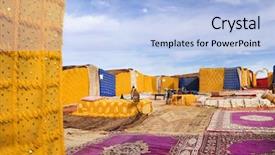  Presentation with tourists - Colorful slide set enhanced with desert tent - nomad camp for tourists backdrop and a light blue colored foreground