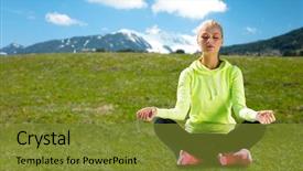  Presentation with spirituality - Audience pleasing presentation theme consisting of spiritual retreat - outdoor yoga mindfulness and spirituality backdrop and a gold colored foreground