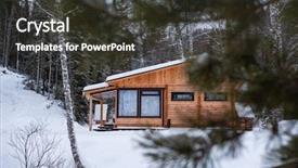  Presentation with clean house - Beautiful presentation theme featuring quiet peace - winter holiday house in forest backdrop and a tawny brown colored foreground