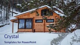  Presentation with clean house - Beautiful slide deck featuring winter holiday house in forest backdrop and a sky blue colored foreground
