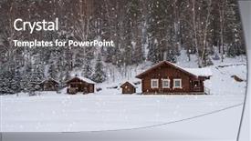  Presentation with clean house - Amazing PPT theme having winter holiday house in forest backdrop and a dark gray colored foreground