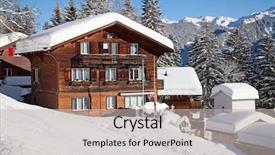  Presentation with alps - PPT theme enhanced with winter holiday house in swiss background and a light gray colored foreground