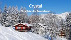  Presentation with winter blue - Slide deck consisting of winter holiday house in swiss background and a teal colored foreground