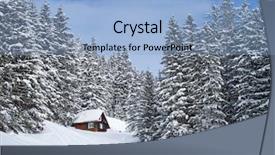  Presentation with winter in the swiss alps - Beautiful presentation theme featuring winter holiday house in swiss backdrop and a light blue colored foreground