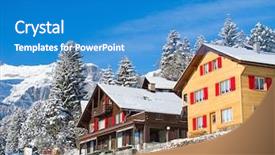  Presentation with holiday - Cool new theme with winter holiday house in swiss backdrop and a teal colored foreground