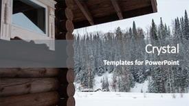  Presentation with clean house - Theme having winter house in forest clean background and a gray colored foreground