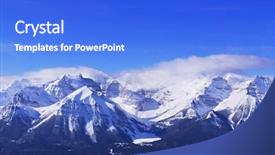  Presentation with snowy mountain tops in alaska - Presentation theme enhanced with mountain ridge at lake louise background and a cobalt blue colored foreground