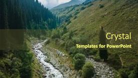  Presentation with river forest - Presentation featuring mountain-river-and-forest background and a  colored foreground