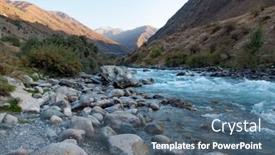  Presentation with river forest - Slide set featuring mountain-river-and-forest background and a ocean colored foreground