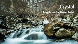  Presentation with river flowing - Theme having mountain river flowing over stones background and a  colored foreground