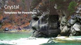  Presentation with river flowing - Amazing PPT theme having mountain-river-flowing-through-autumn and a dark gray colored foreground