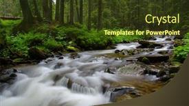  Presentation with forest stream - Colorful PPT theme enhanced with mountain river flowing through the green forest stream in the wood backdrop and a tawny brown colored foreground