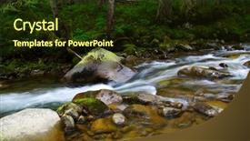  Presentation with forest stream - Amazing theme having mountain river flowing backdrop and a tawny brown colored foreground