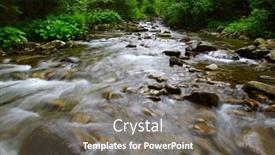  Presentation with forest stream - Beautiful slides featuring mountain river flowing through the green forest stream in the wood backdrop and a gray colored foreground