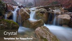  Presentation with foggy forest - Theme enhanced with mountain river in foggy forest background and a tawny brown colored foreground