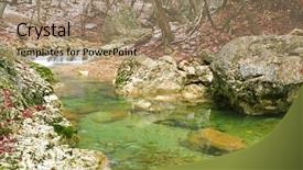  Presentation with river forest - PPT layouts featuring mountain river in forest crimea background and a coral colored foreground