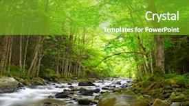  Presentation with peaceful - Colorful presentation theme enhanced with mountain river in the wood backdrop and a shamrock green colored foreground