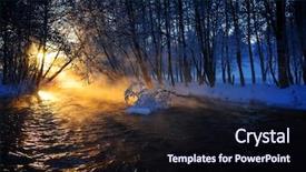  Presentation with winter and transition - Presentation design featuring mountain river in winter morming background and a wine colored foreground