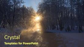  Presentation with winter river - Cool new slide deck with mountain-river-in-winter backdrop and a tawny brown colored foreground