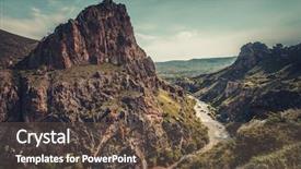  Presentation with mountain stream - Theme consisting of mountain river stream in canyon background and a tawny brown colored foreground