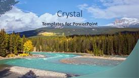  Presentation with mountain water - Cool new PPT theme with mountain-river-with-icy-melt backdrop and a light blue colored foreground