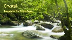  Presentation with stream - Slides with mountain river with stream falling background and a tawny brown colored foreground