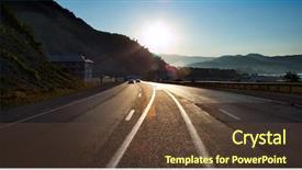  Presentation with mountain road up hill - Theme with mountain road along the sea background and a tawny brown colored foreground