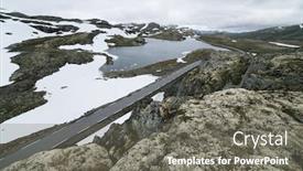  Presentation with route - Colorful presentation design enhanced with mountain road bjorgavegen and flyvotni lake norwegian tourist route aurlandsfjellet runs from aurlandsvangen to laerdalsoyri backdrop and a gray colored foreground