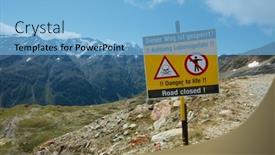  Presentation with closed - Theme featuring mountain-road-closed-with-warning background and a light blue colored foreground