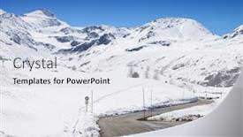  Presentation with mountain - Amazing presentation design having mountain-road-in-a-sunny backdrop and a sky blue colored foreground